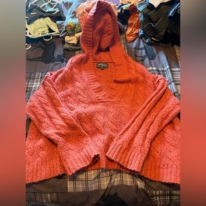 American Eagle Orange V-Neck Sweater Size XL